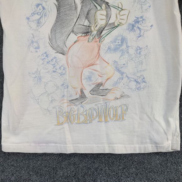 Disney Studio Collection Men's Big Bad Wolf T-Shirt White Small Crew Neck - Picture 5 of 16
